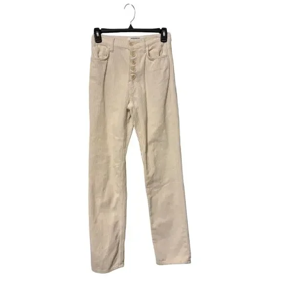Reformation 100% Cotton Cream Cynthia High Rise Corduroy Straight Pants Size 23